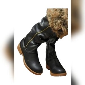NEW Furry-1 Mata Black Fur Trim Booties 6.5
